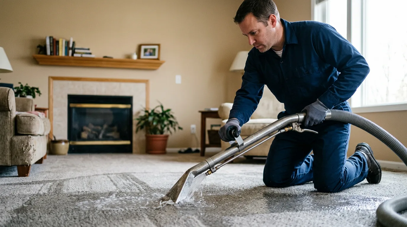 Water damage restoration technician working near Licking, MO